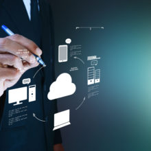 37898463 - business man showing concept of cloud computing.